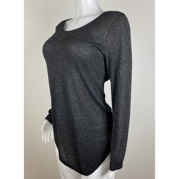 F. Joie Tunic Size L Black Long Sleeve Blouse Round Neck Top - Picture 3 of 7